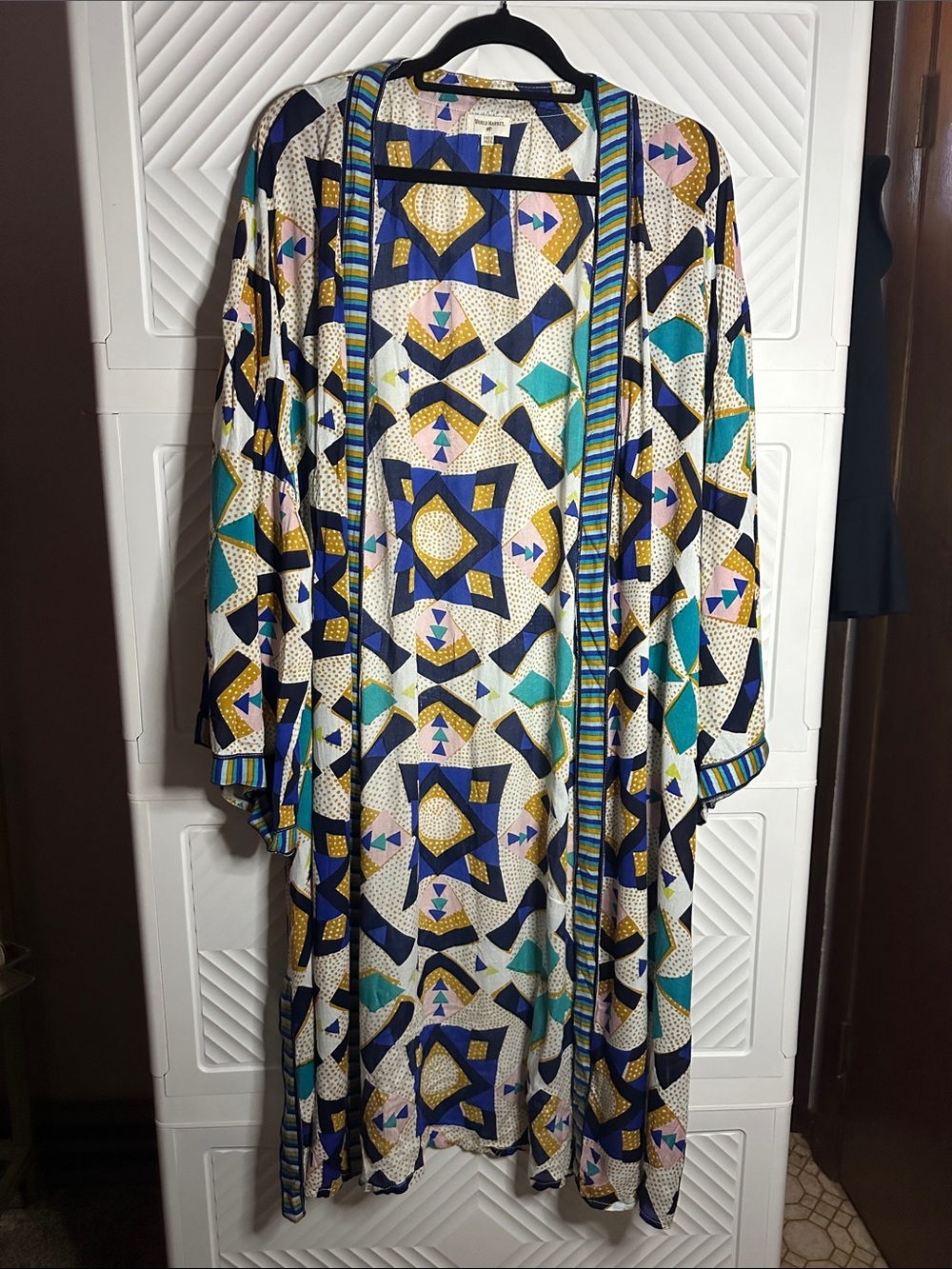 Cost Plus World Market Multi-Color Geometric Open-Front Cape